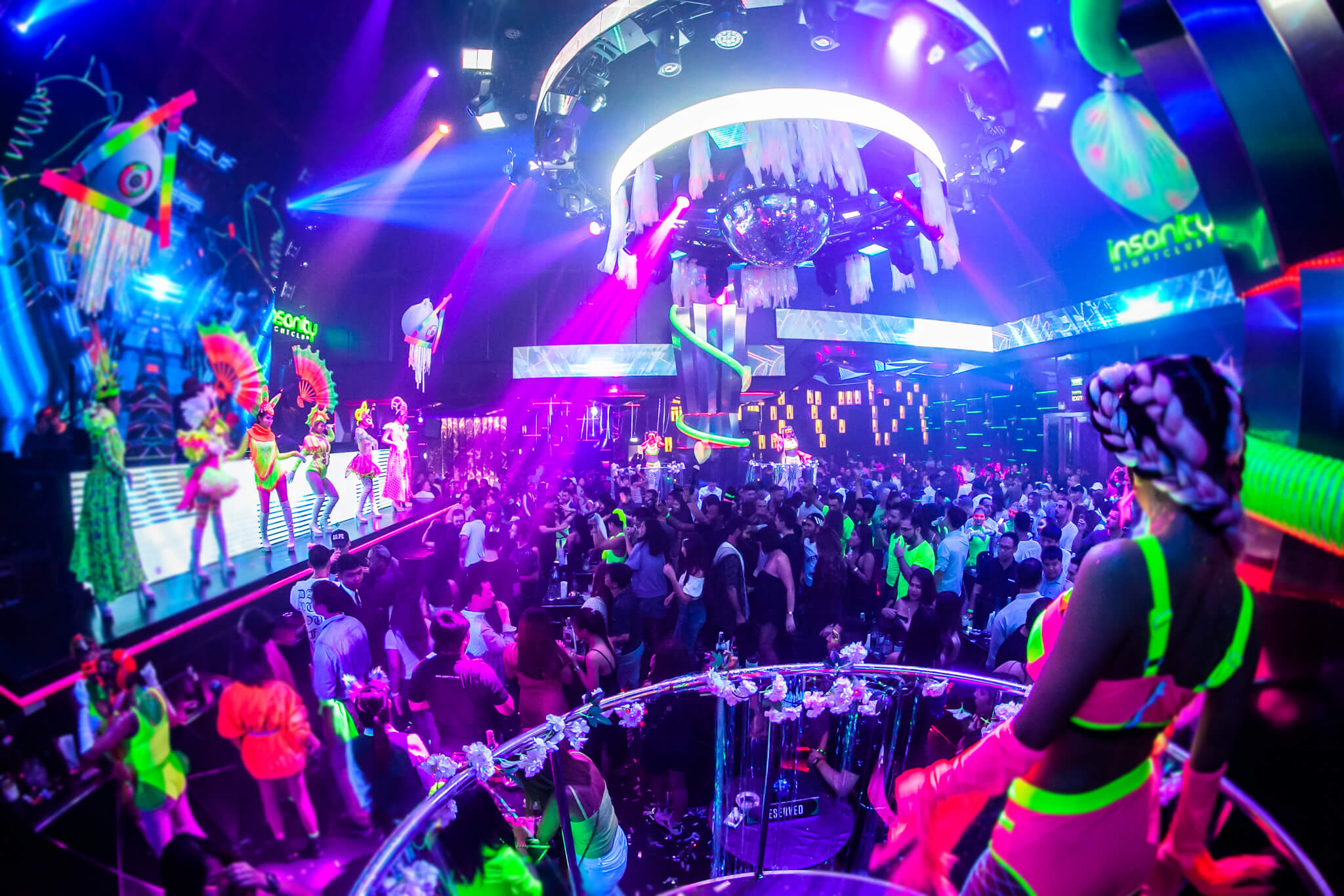 Insanity Nightclub Bangkok interior with crowd and lights